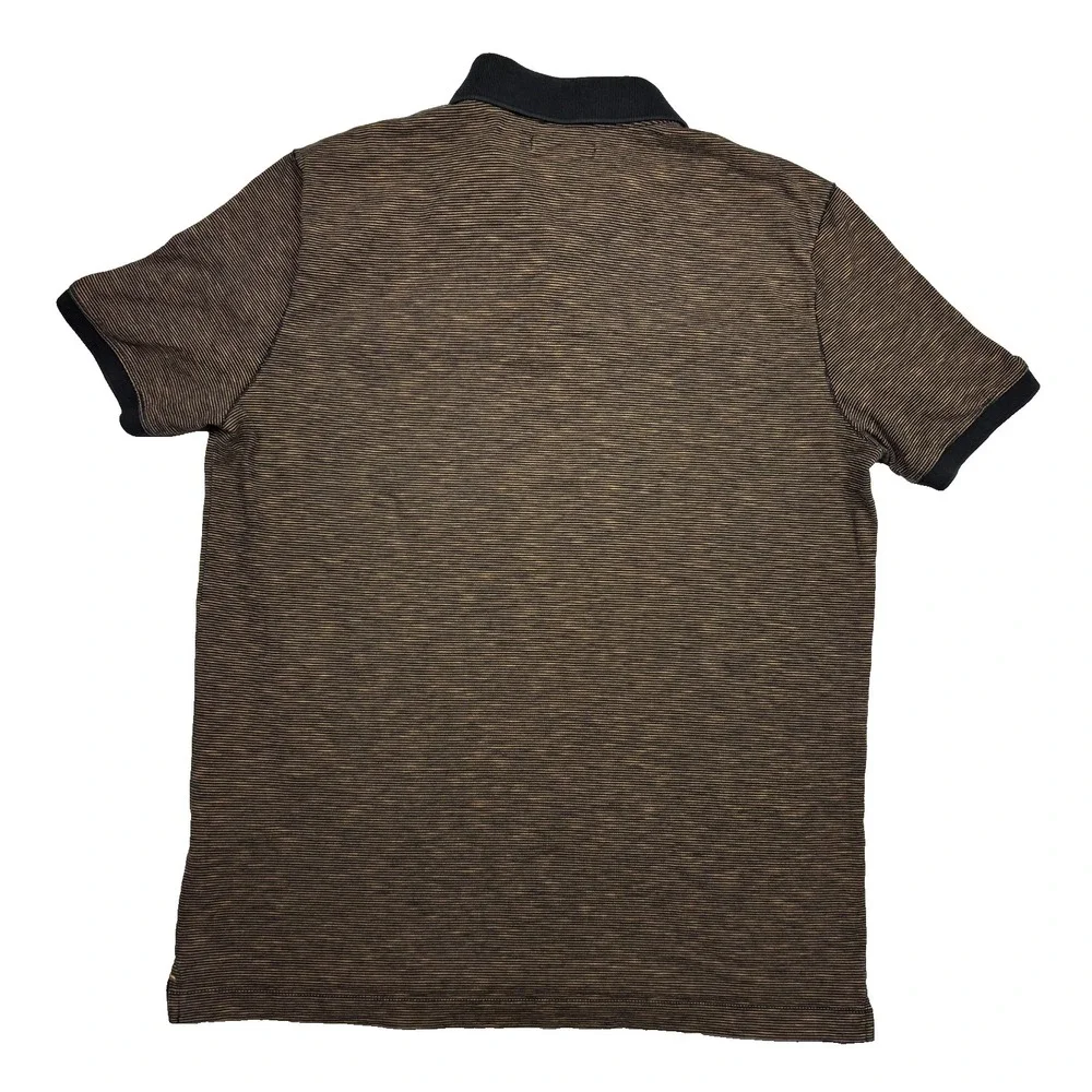 Banana‎ Republic Polo Mens Large Brown Stripe Luxury Touch Performance L